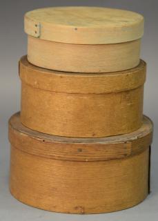 Appraisal: Nest of three round covered pantry boxes dia in in