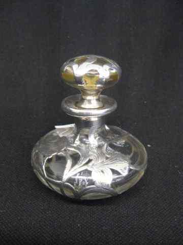 Appraisal: Alvin Sterling Silver Overlay Perfume Bottle Art Nouveau style -