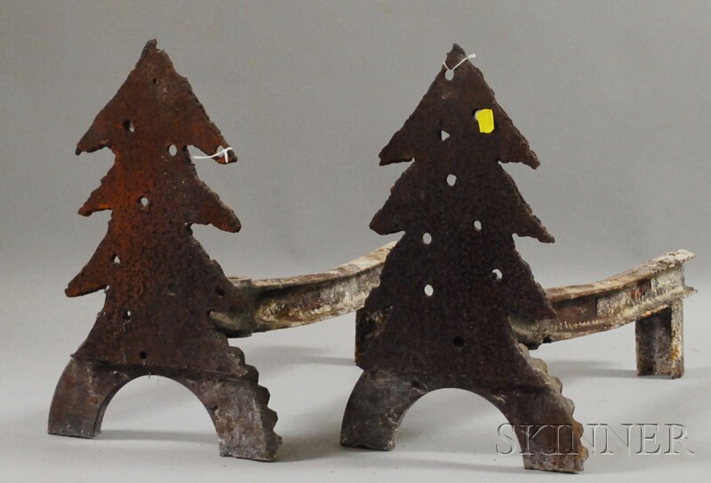 Appraisal: Pair of Folk Art Cut and Pierced Sheet Iron Pine