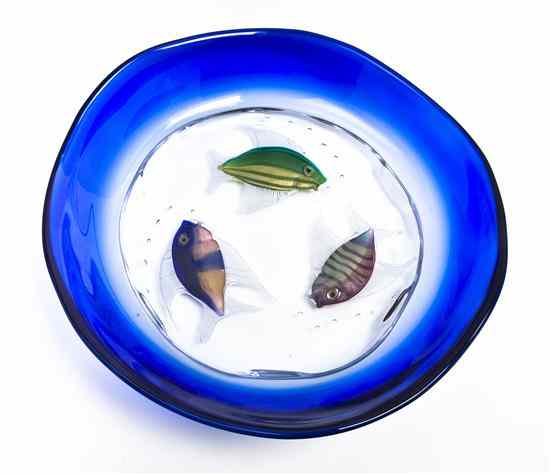 Appraisal: A Murano Glass Bowl depicting an aquatic scene with three