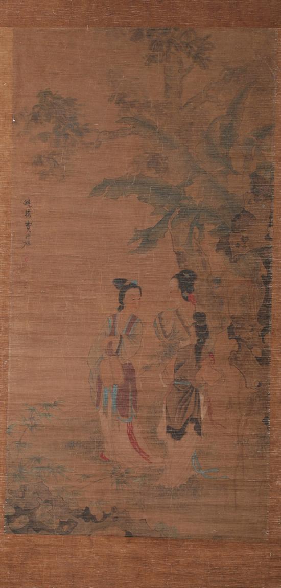 Appraisal: AFTER FEI DANXU Chinese - TWO COURT LADIES UNDER PALM