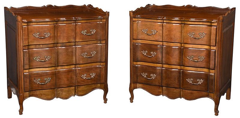 Appraisal: Pair Provincial Louis XV Style Fruitwood Commodes th century each