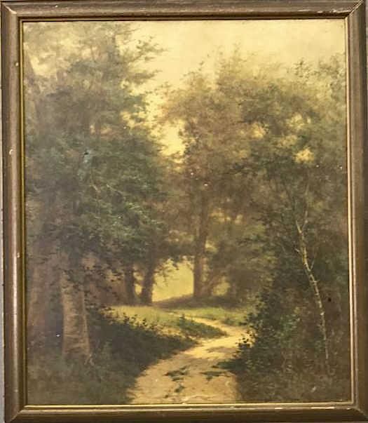 Appraisal: Oil on Canvas Landscape of Trees and Path Oil on