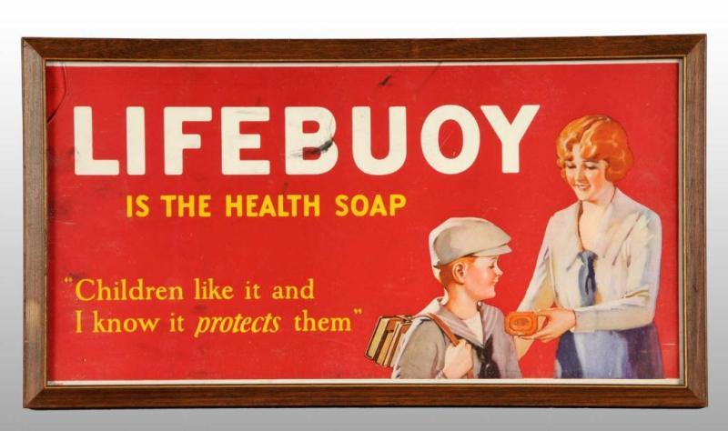 Appraisal: Cardboard Life Buoy Soap Trolley Car Poster Description s to