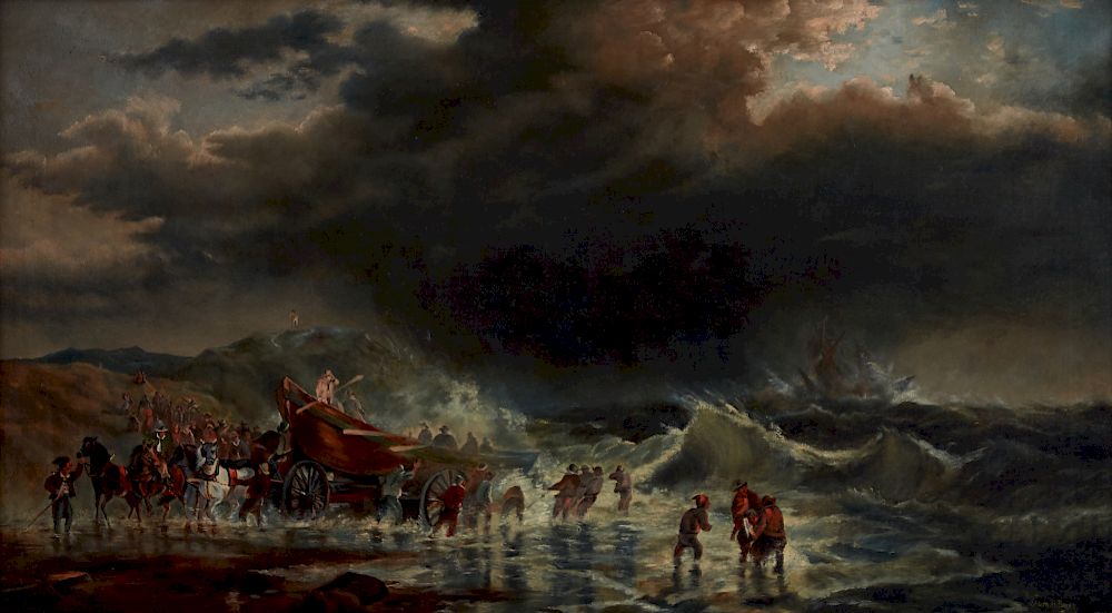 Appraisal: Laura A Baker Shipwreck Oil on Canvas Laura A Baker