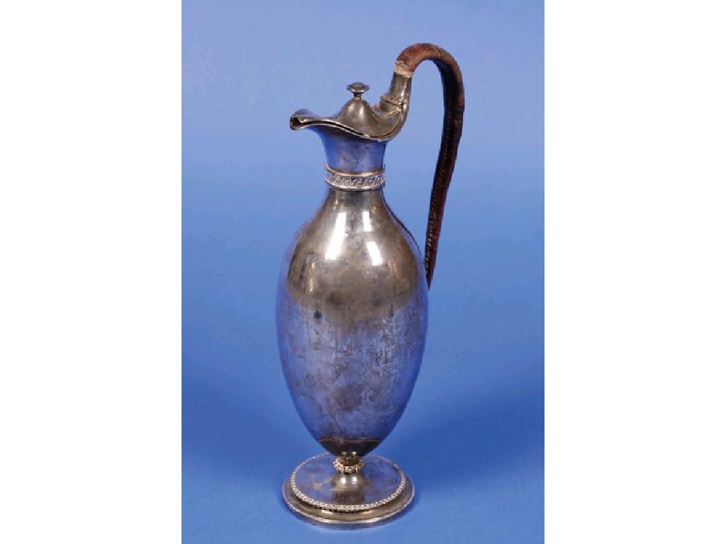 Appraisal: A GEORGE III EWER of tapering oval form with a