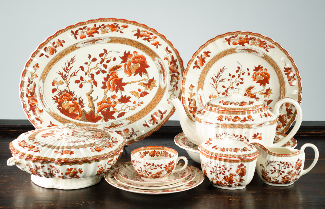 Appraisal: SPODE INDIA TREE CHINA SET fifty-five pieces service for eight