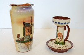 Appraisal: TWO TORQUAY WARE ITEMS INCLUDING VASE AND CANDLE HOLDER