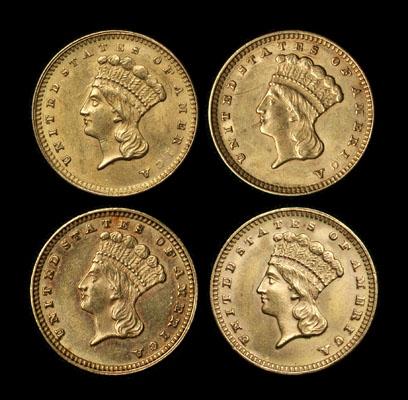 Appraisal: Four U S gold coins Type EF- EF- AU- proof-like