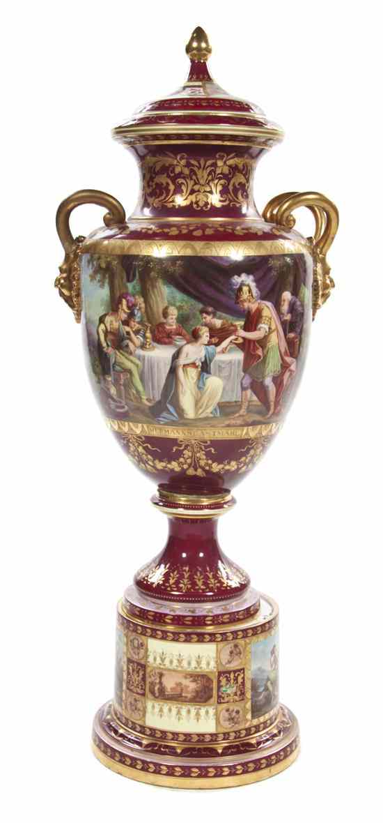 Appraisal: A Royal Vienna Porcelain Urn and Cover on Stand modeled