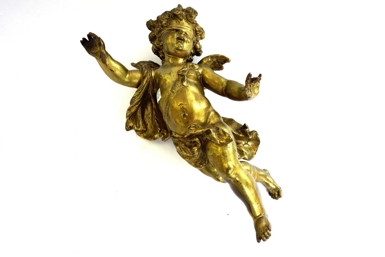 Appraisal: Five patinated metal cherubic figural ceiling lights th century and