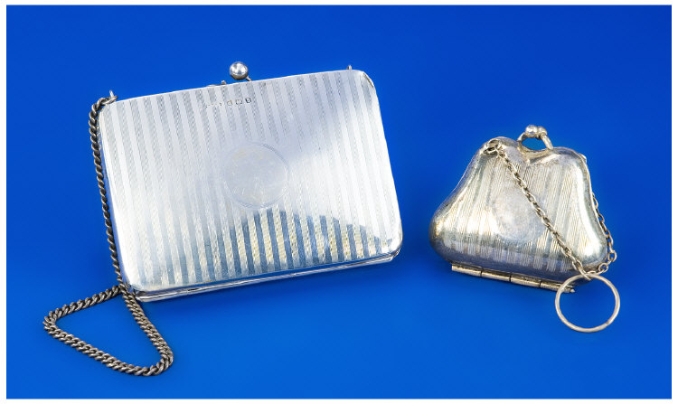 Appraisal: Pair Of Ladies Silver Opera Purses Both With Chain And