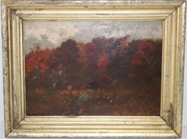 Appraisal: R SWAIN GIFFORD - NEW BEDFORD OILPAINTING ON PANEL AUTUMN