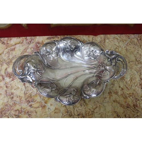 Appraisal: French Art Nouveau silver plate twin handled tray marked RK