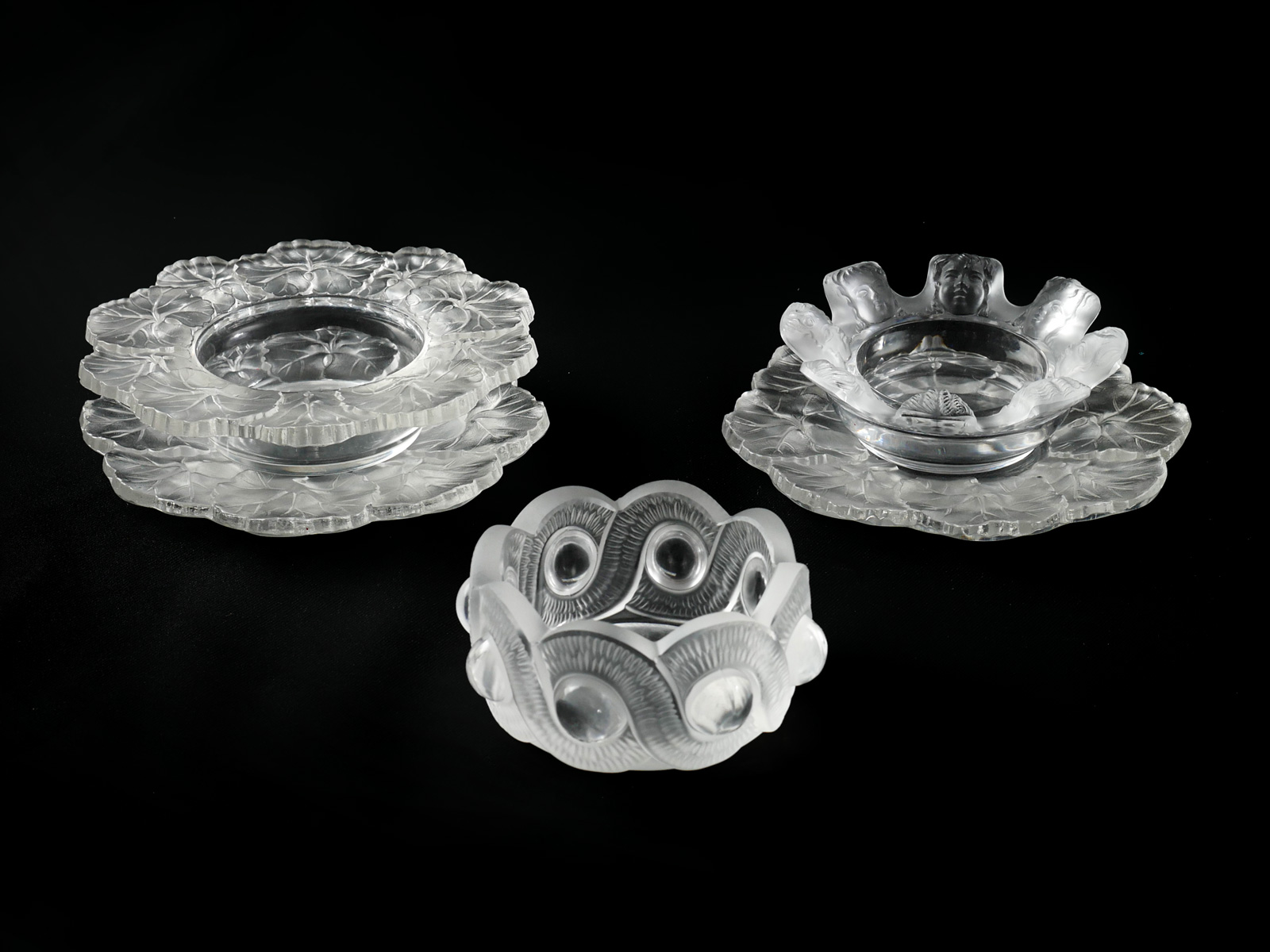 Appraisal: PIECE LALIQUE COLLECTION Comprising - Begonia trinket dishes - Begonia