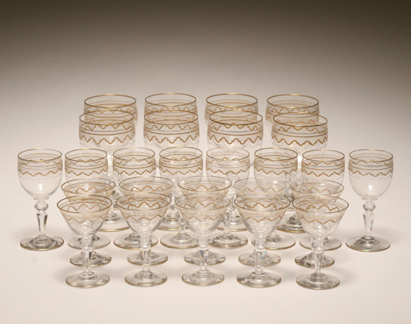 Appraisal: Continental etched crystal stemware attributed to Baccarat pcs Eight each