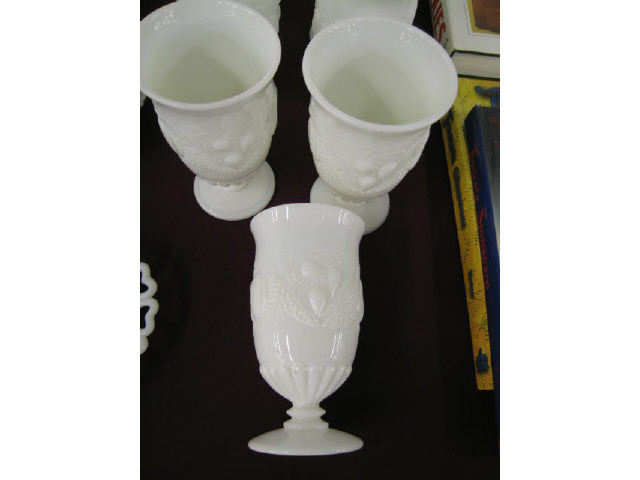 Appraisal: Milk Glass Goblets fruit berry decor