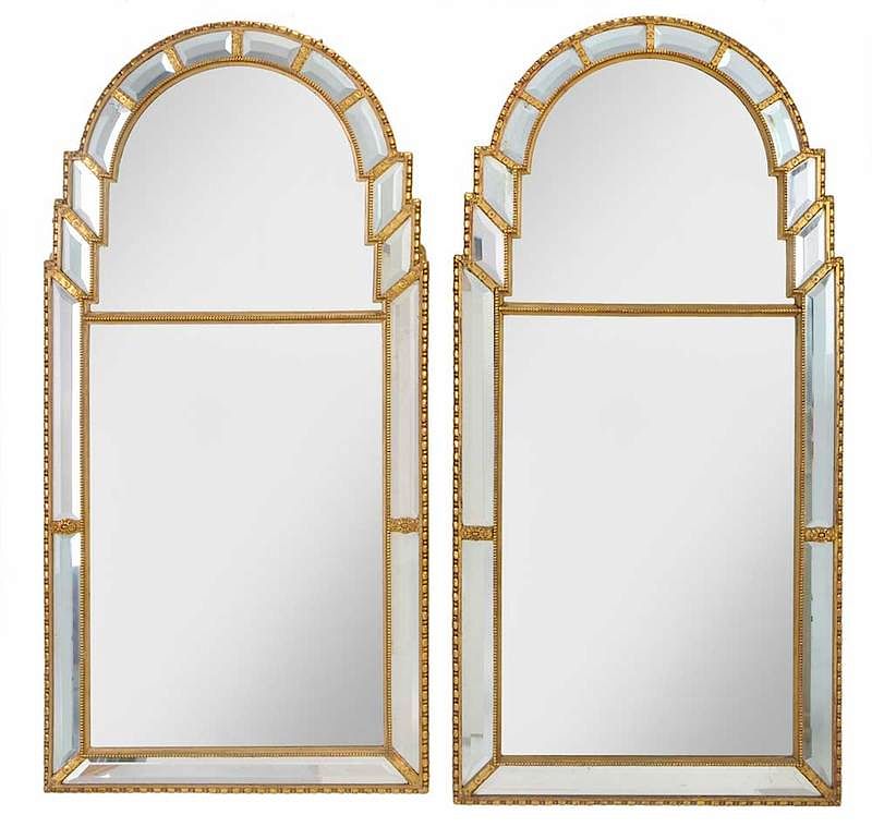 Appraisal: A Near Pair Venetian Style Mirror Framed Mirrors Mid- th