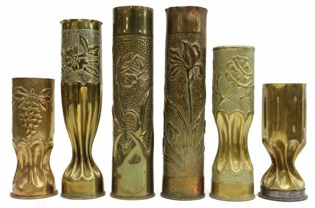 Appraisal: lot of French WWI-era trench art vases fashioned from artillery