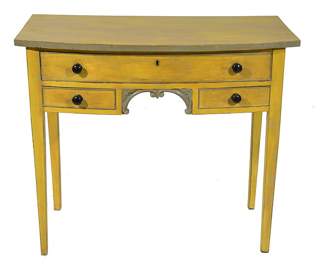 Appraisal: A REGENCY BOW FRONTED SIDE TABLE later yellow painted with