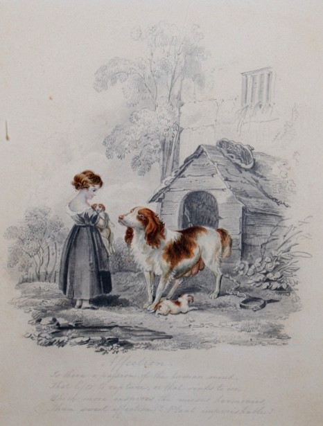 Appraisal: C HALDEN TH CENTURY Affection girl dog and puppy pencil