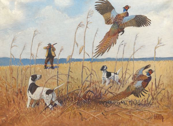 Appraisal: LYNN BOGUE HUNT AMERICAN - x Untitled flushing pheasants Oil