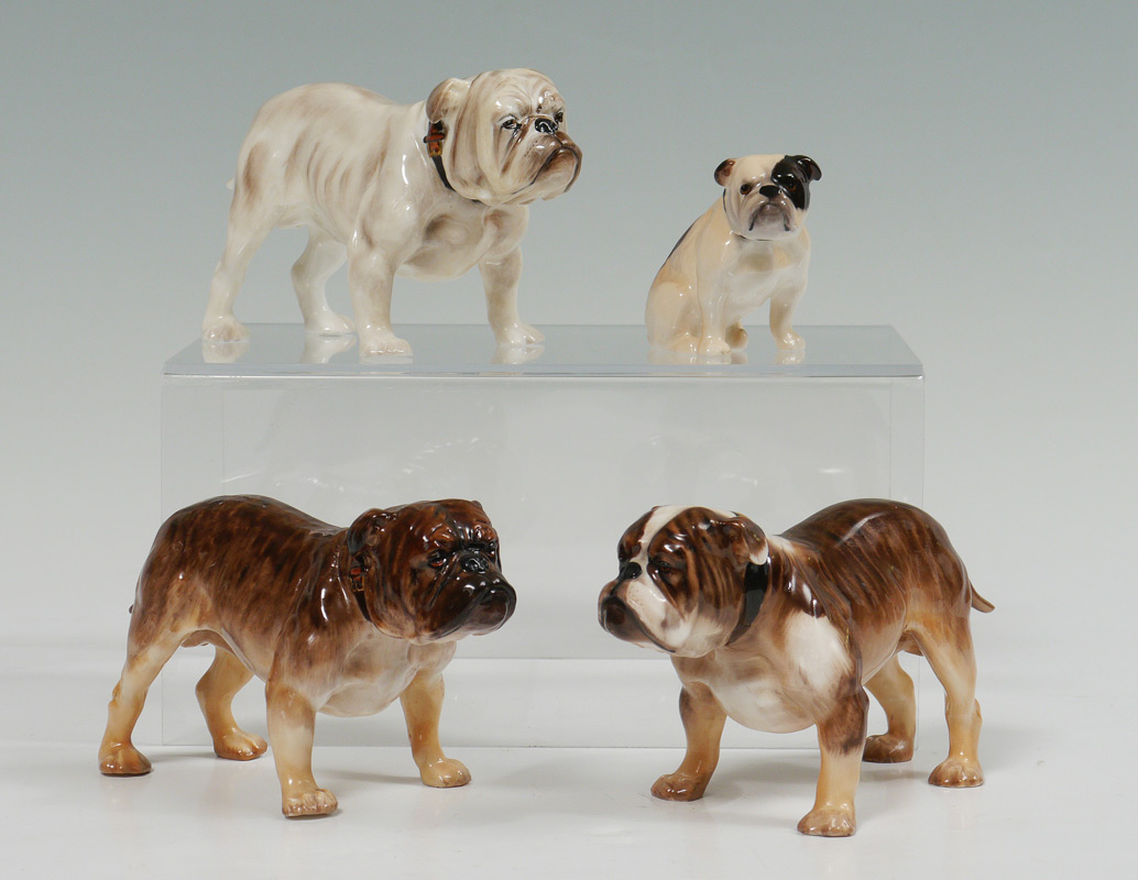 Appraisal: LOT OF ROYAL DOULTON BULL DOGS Standing Bulldog HN Seated