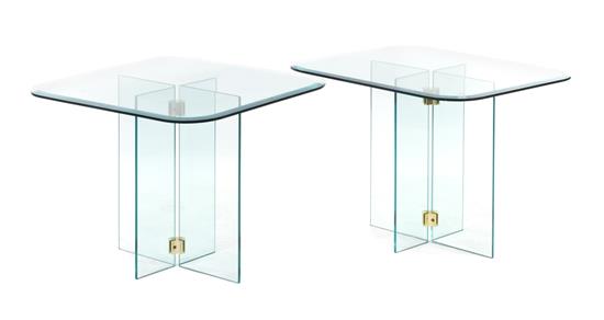 Appraisal: Sale Lot A Pair of Glass Occasional Tables style of