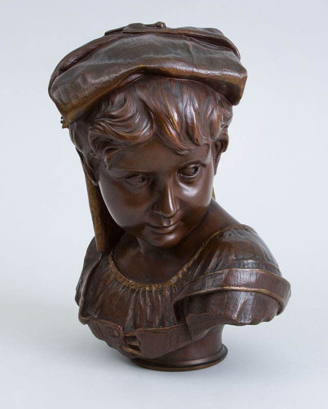 Appraisal: EUROPEAN SCHOOL HEAD OF AN ITALIAN GIRL Bronze inscribed 'Isovis