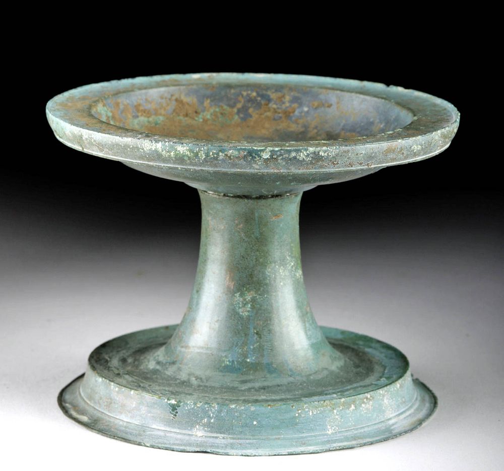 Appraisal: st C Roman Imperial Bronze Pedestal Dish Originally Listed At