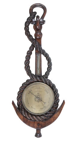 Appraisal: A Victorian mahogany Marine Themed wheel Barometer Engraved Gray Keen