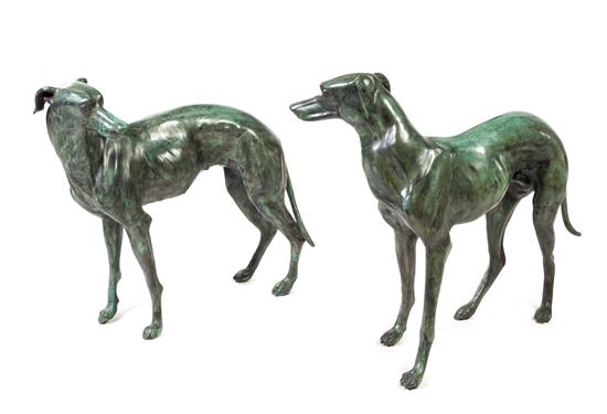 Appraisal: Sale Lot A Pair of Patinated Cast Metal Whippets each