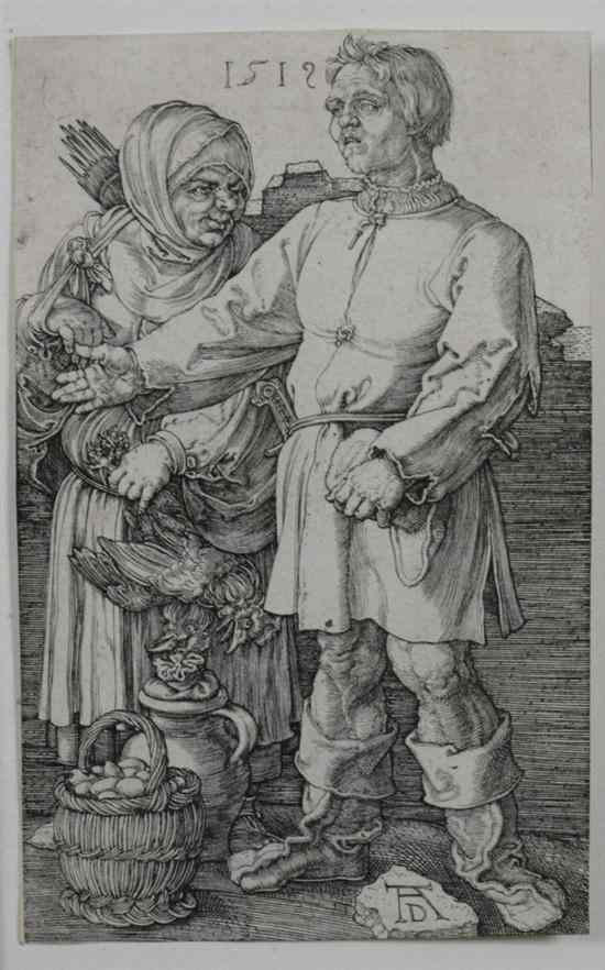 Appraisal: ALBRECHT D RER German - PEASANT COUPLE GOING TO MARKET