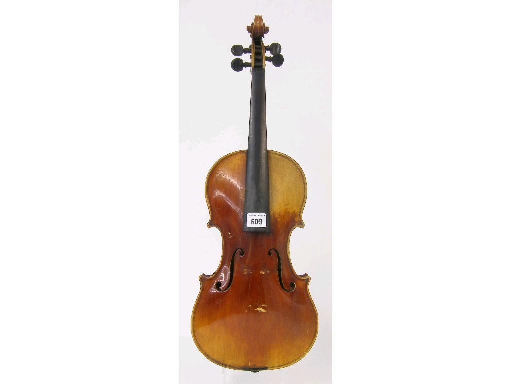 Appraisal: German violin by and labelled Tonlich Ausgearbeitet von Alvin Wilfer