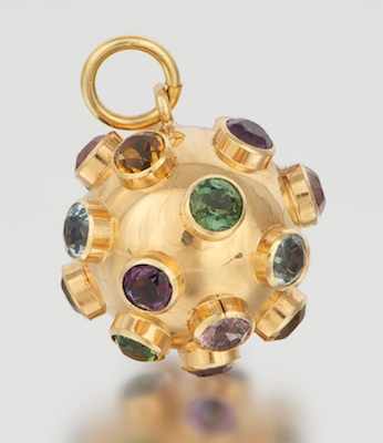 Appraisal: An k Gold and Gemstone Sputnik Pendant k yellow gold