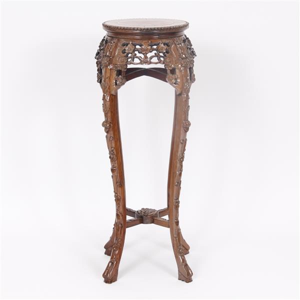 Appraisal: Antique Oriental or Anglo Indian Carved Marble Top Plant Stand