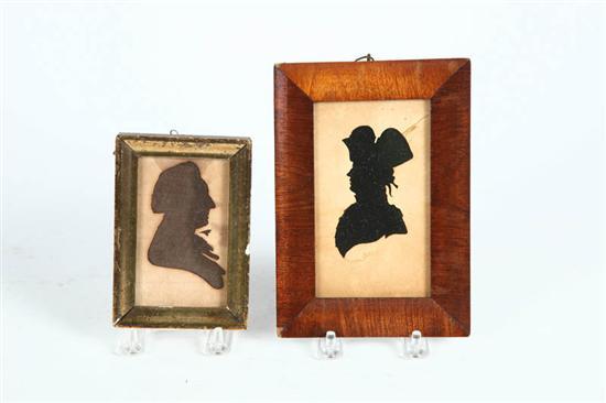 Appraisal: TWO SILHOUETTES American th century Hollow cut portraits of men