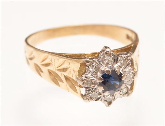 Appraisal: Lady's K yellow gold diamond and sapphire ring sapphire approximately