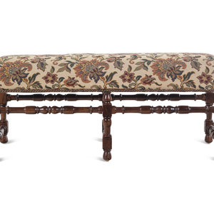 Appraisal: A William and Mary Style Walnut Bench th Century Height