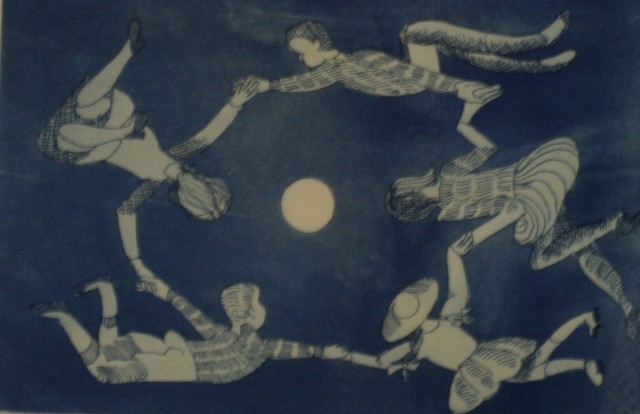 Appraisal: Charles Blackman born Ring Around the Moon etching with aquatint