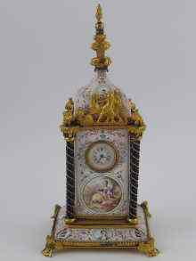 Appraisal: A miniature Viennese boudoir clock in the form of a