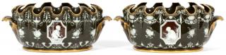 Appraisal: MINTONS JAPONISME PATE-SUR-PATE PORCELAIN VASES PAIR H W Rectangular form