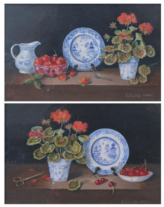 Appraisal: ENID CLARK English th century STILL LIFE WITH RED GERANIUMS