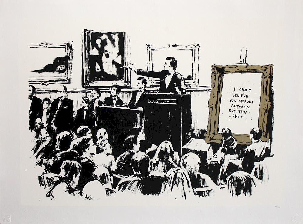 Appraisal: Banksy Morons Banksy Morons Silkscreen From the numbered edition of