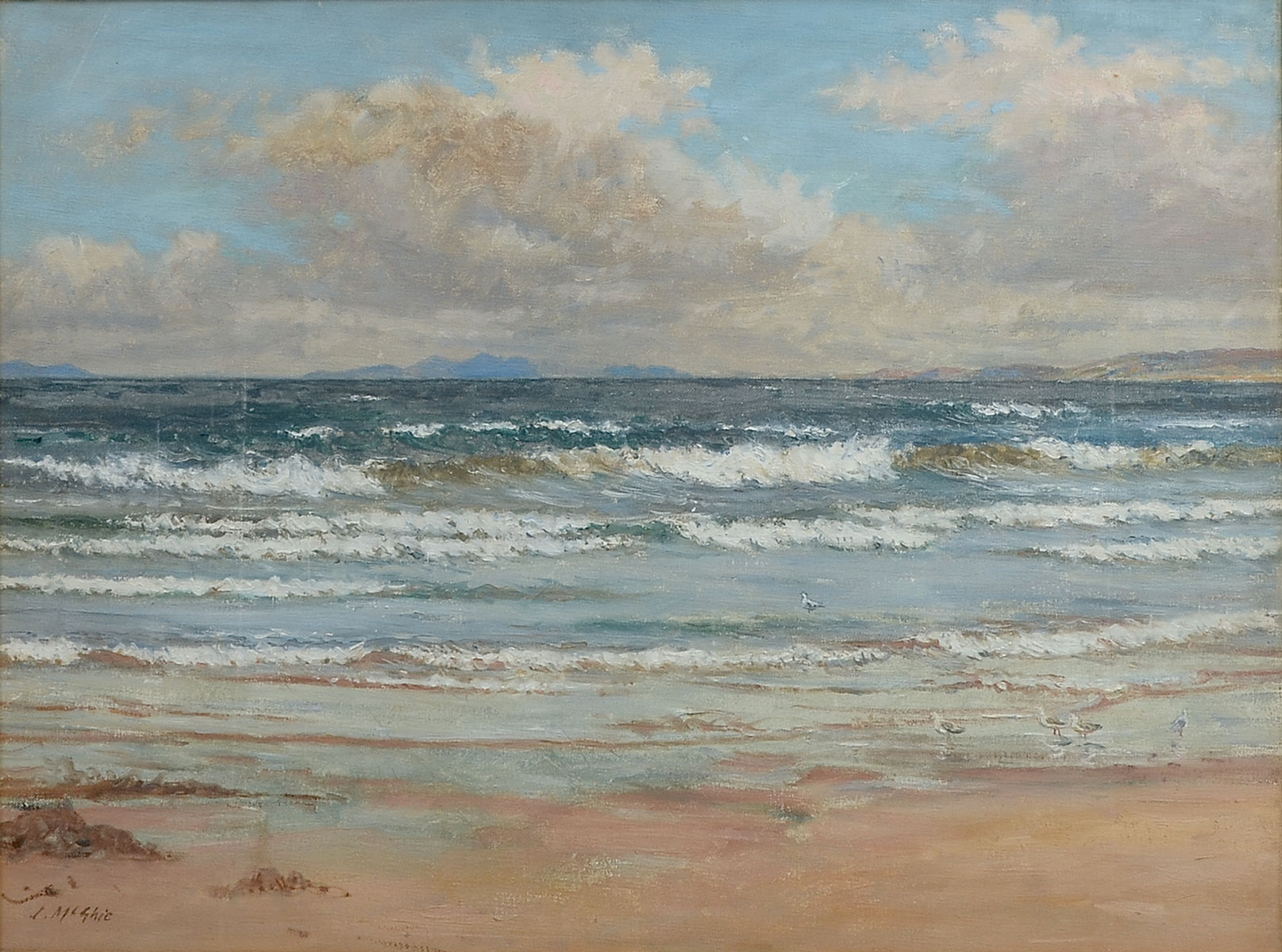 Appraisal: MCGHIE John UK Scotland - Coastal Surf Oil Canvas ''