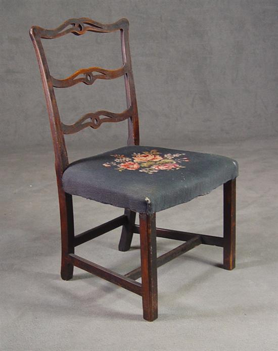 Appraisal: Mahogany Ribbon-Back Side Chair Circa Three pierced and carved splats