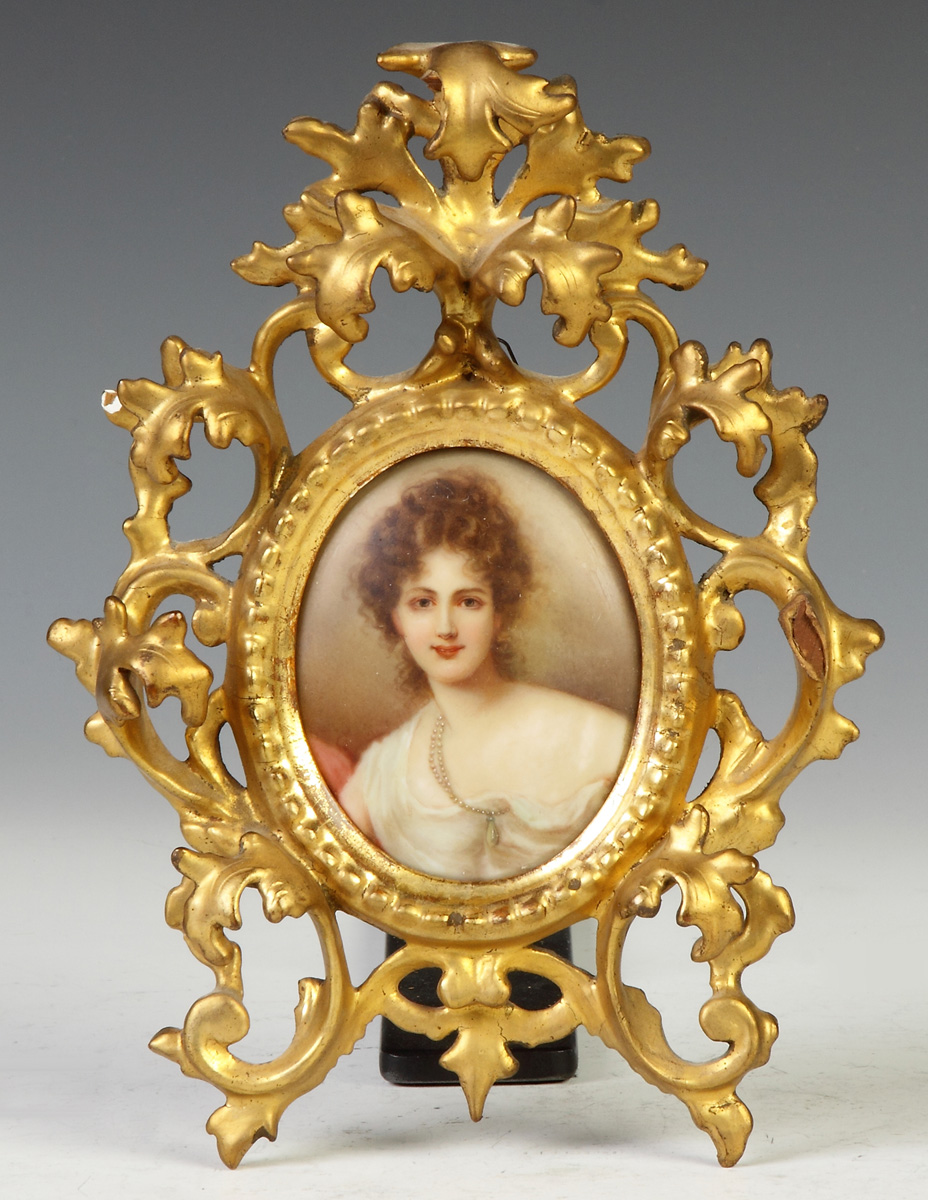 Appraisal: German Painting on Porcelain of a Young Lady th Cent