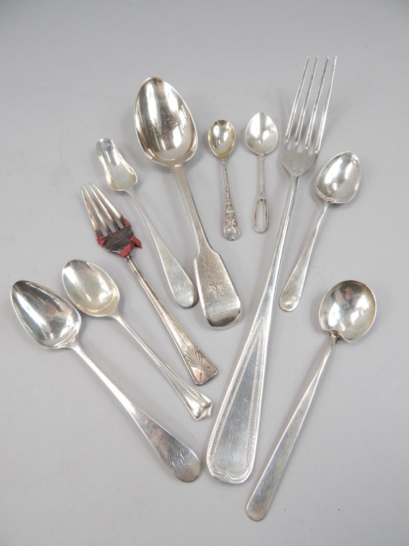 Appraisal: Miscellaneous items of silver cutlery and a silver plated long