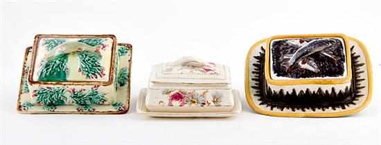 Appraisal: Majolica sardine box collection late th early th century comprising