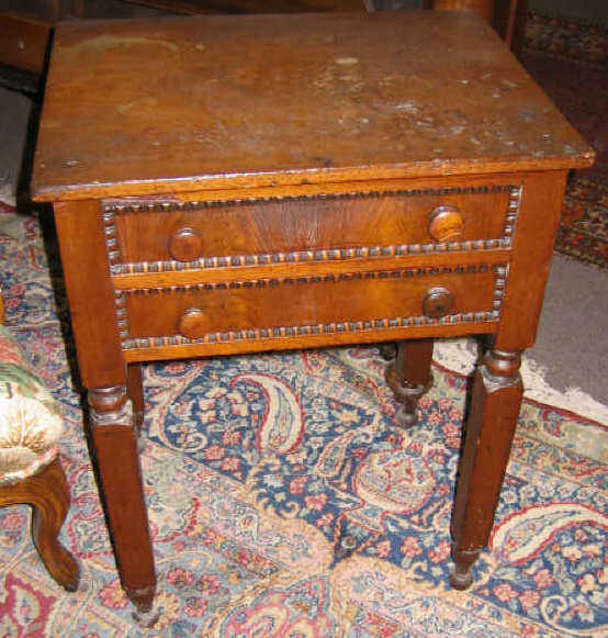 Appraisal: AMERICAN TH CENTURY CHERRY WORK TABLE Rectangular top over two